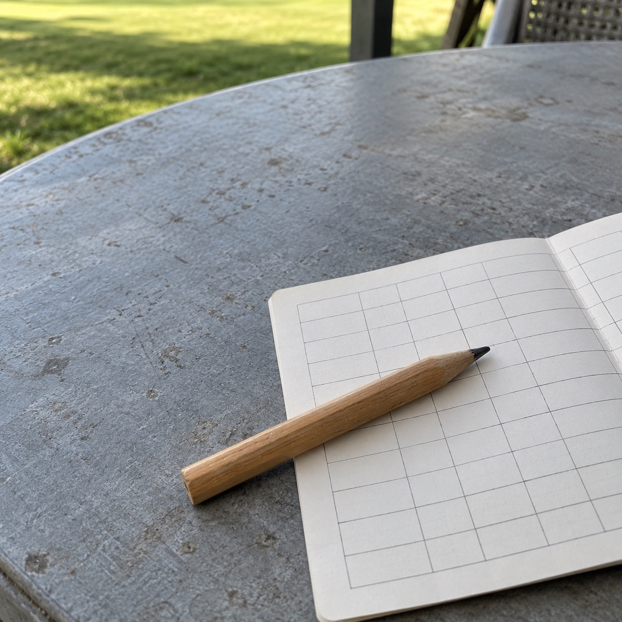 Practice notebook and pencil
